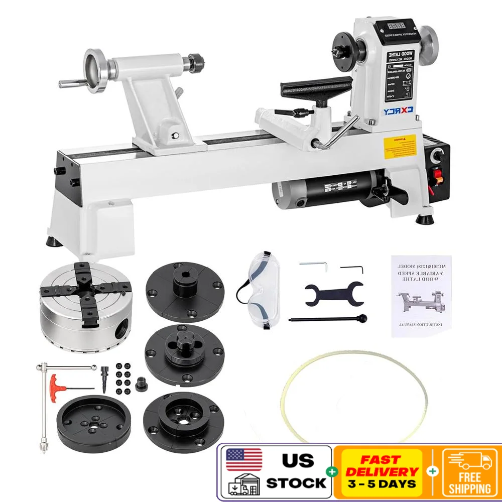 Wood Lathe 12"x18" with 4" Chuck Set & Drive Belt Precision Turning and Wide Workpiece Compatibility Adjustable Speed Levels
Wood Lathe 12"x18" with 4" Chuck Set & Drive Belt Precision Turning and Wide Workpiece Compatibility Adjustable Speed Levels
