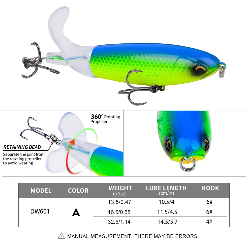 Propeller Floating Pencil Lure, 13.5-32.5g 360° Rotating Tail Topwater Bait, Sharp Hook Bass Tackle, 10pc with Package
Propeller Floating Pencil Lure, 13.5-32.5g 360° Rotating Tail Topwater Bait, Sharp Hook Bass Tackle, 10pc with Package