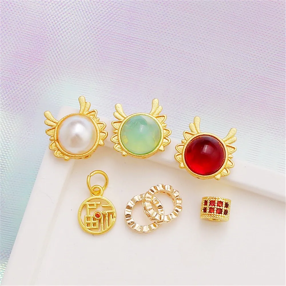 Matte Gold Color Jade Inlaid with Zircon Zodiac Dragon Fu Character Bucket Bead Partition Bracelet Pendant Diy Charm Jewelry
Matte Gold Color Jade Inlaid with Zircon Zodiac Dragon Fu Character Bucket Bead Partition Bracelet Pendant Diy Charm Jewelry
