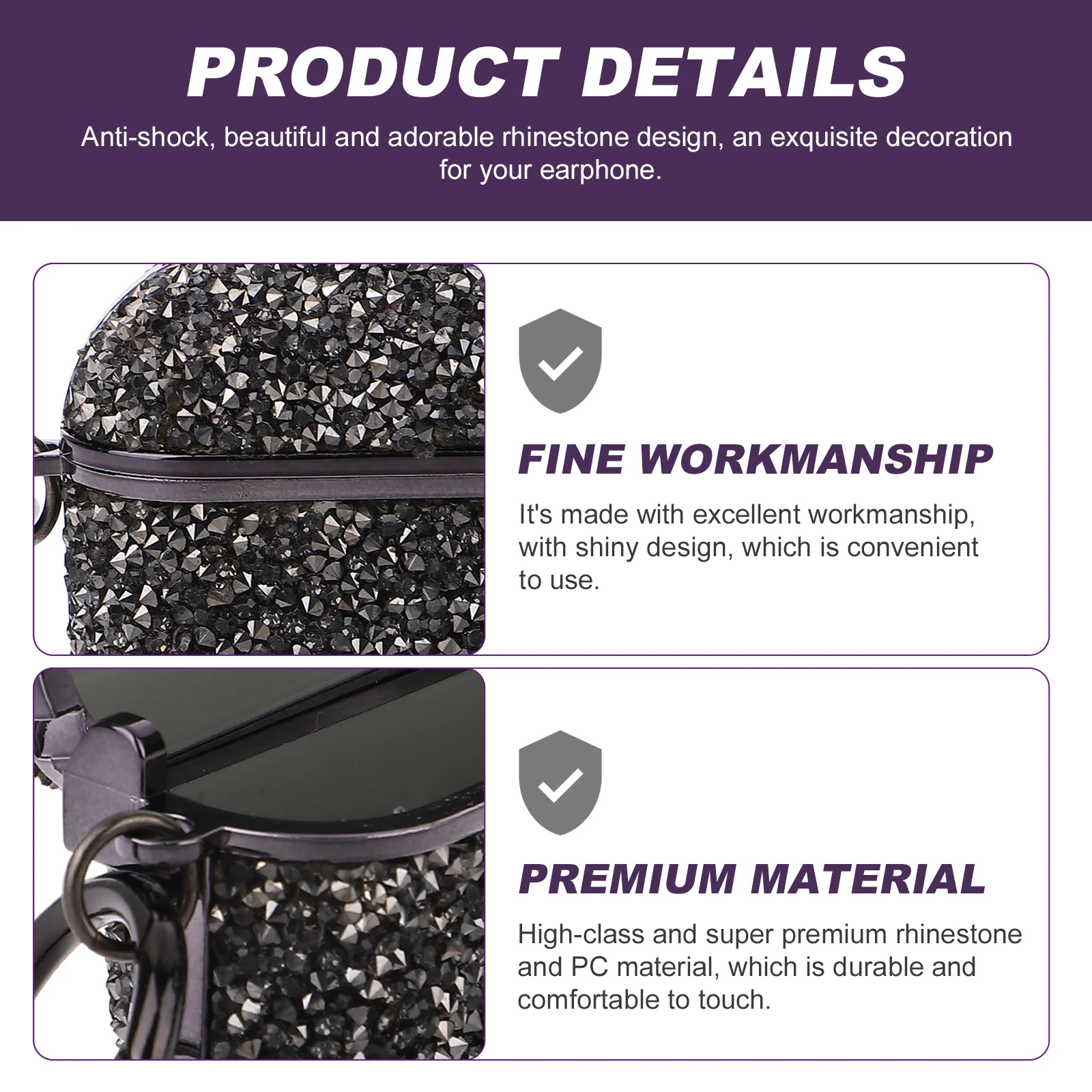 Earphone Cover Protective Case Durable Rhinestone Design Scratch-Resistant Lovely Portable Sleeve for Wireless
Earphone Cover Protective Case Durable Rhinestone Design Scratch-Resistant Lovely Portable Sleeve for Wireless