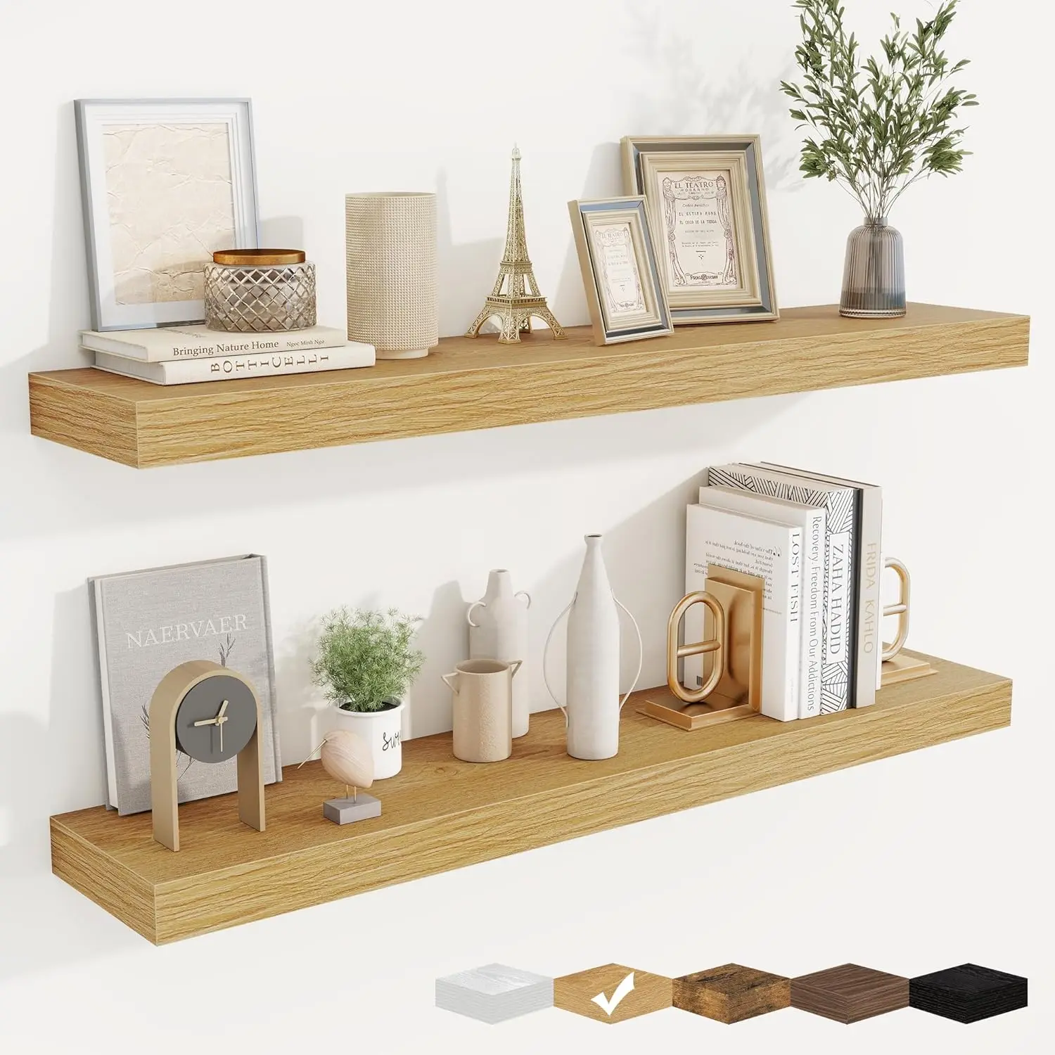 40 Inch Floating Shelves Set of 2, Wall Mounted Wood Shelves with Invisible Brackets for Living Room, Bathroom, Bedroom, Kitchen, Oak Finish
40 Inch Floating Shelves Set of 2, Wall Mounted Wood Shelves with Invisible Brackets for Living Room, Bathroom, Bedroom, Kitchen, Oak Finish
