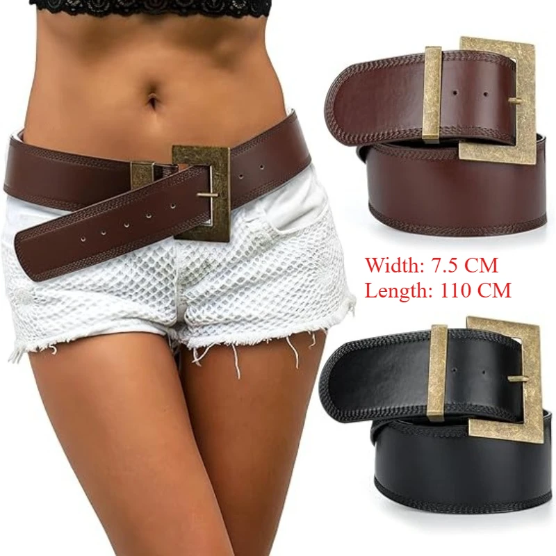 American-style Hot Girl Bronze Square Buckle Belt Brown PU Material Women's Western-Style Belt Vintage Wide Belt Premium Belts
American-style Hot Girl Bronze Square Buckle Belt Brown PU Material Women's Western-Style Belt Vintage Wide Belt Premium Belts