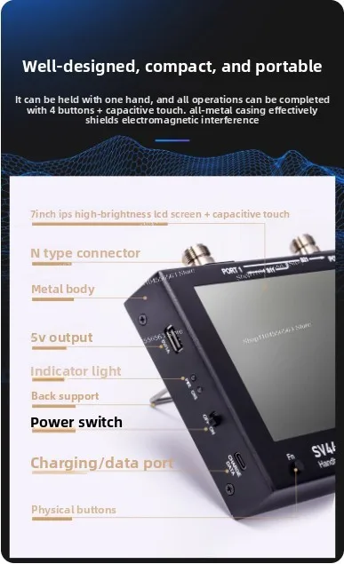 SV4401A 7" IPS Touch VNA, 50KHz-4.4GHz Vector Network Analyzer for HF/VHF/UHF Antenna Testing, 100dB Dynamic Range
SV4401A 7" IPS Touch VNA, 50KHz-4.4GHz Vector Network Analyzer for HF/VHF/UHF Antenna Testing, 100dB Dynamic Range