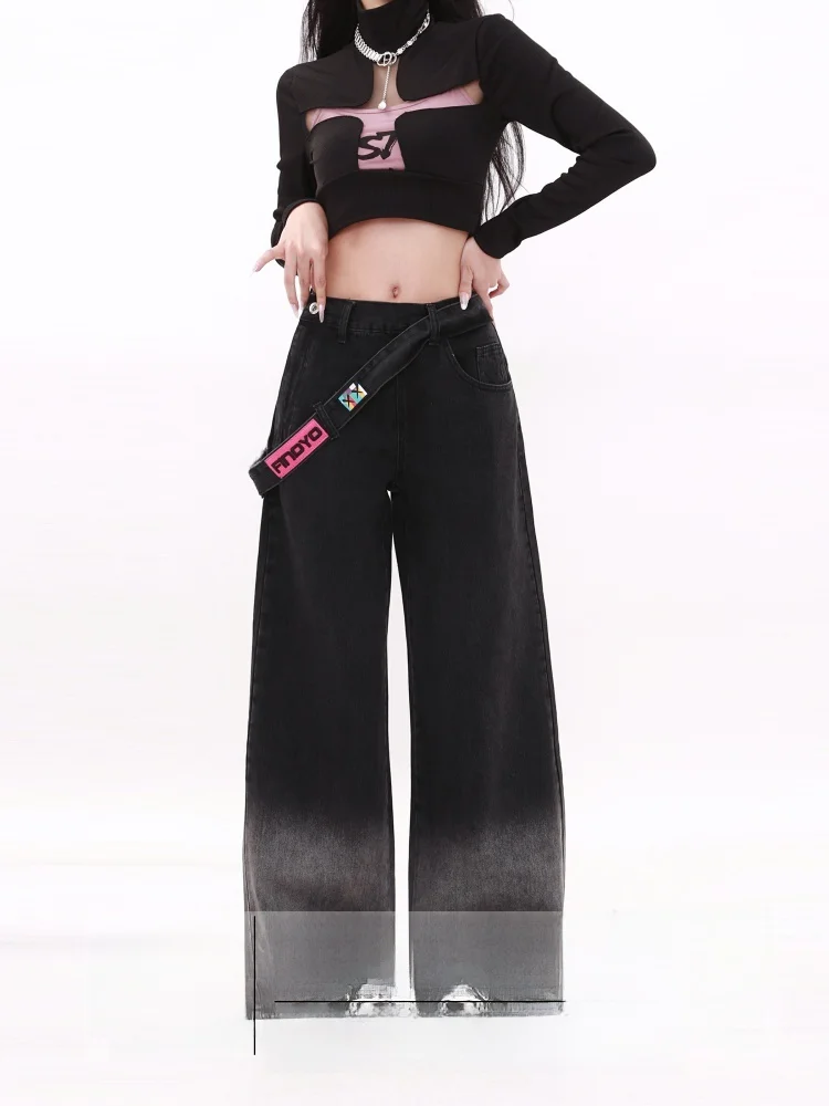 Женские джинсы с высокой талией и широкими штанинами, с боковой молнией, градиентного цвета, прямого кроя, свободные брюки, осень-зима, новинка, американский стиль
Женские джинсы с высокой талией и широкими штанинами, с боковой молнией, градиентного цвета, прямого кроя, свободные брюки, осень-зима, новинка, американский стиль