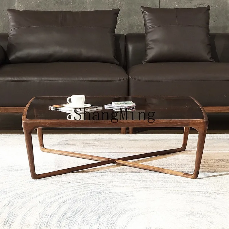 HJ new modern home black walnut all solid wood coffee table living room glass surface large coffee table modern and simple
HJ new modern home black walnut all solid wood coffee table living room glass surface large coffee table modern and simple