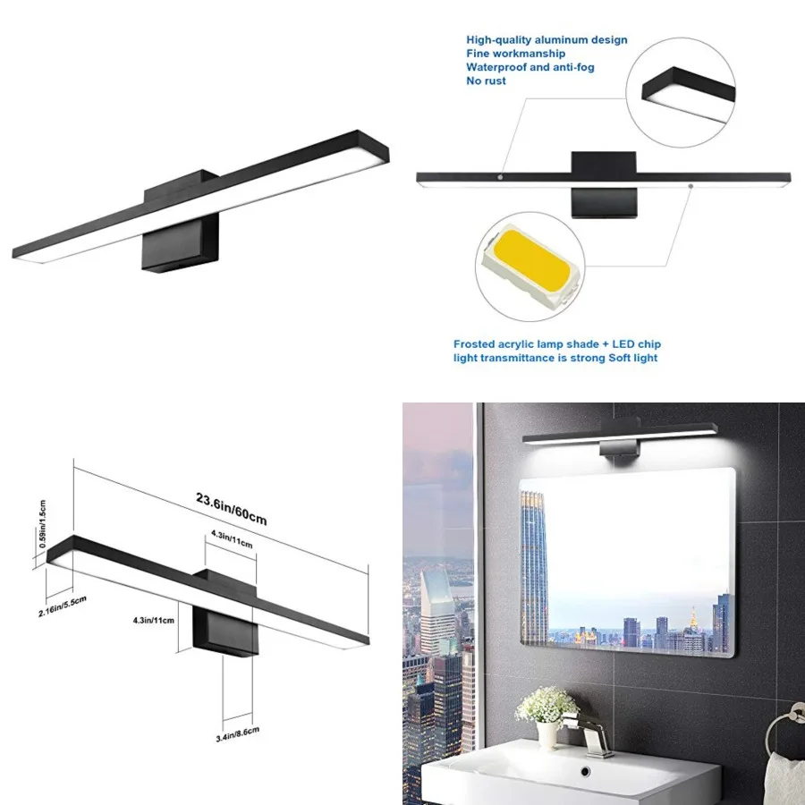 Dimmable LED Modern Vanity Light W Frosted Aluminum for Bathroom Vanity Lighting Fixtures Cool White 6000K
Dimmable LED Modern Vanity Light W Frosted Aluminum for Bathroom Vanity Lighting Fixtures Cool White 6000K