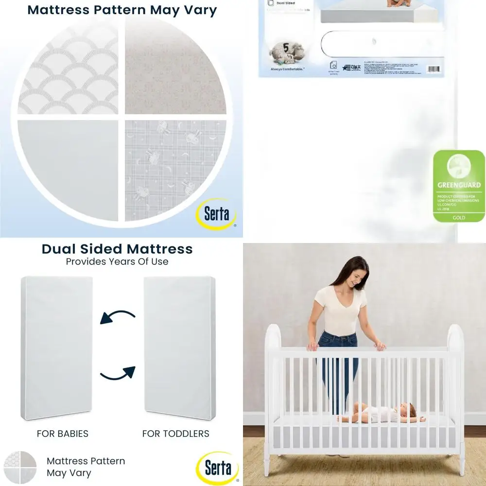 Dual-Sided Serta Perfect Start Crib & Toddler Mattress, Breathable, Waterproof, GREENGUARD Gold, 7-Year Warranty, USA-Made
Dual-Sided Serta Perfect Start Crib & Toddler Mattress, Breathable, Waterproof, GREENGUARD Gold, 7-Year Warranty, USA-Made