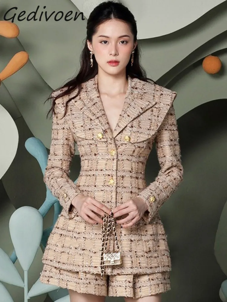 Gedivoen Autumn Fashion Runway Vintage Plaid Shorts Set Women Lapel Single Breasted Slim Long Coats+Wide Leg Shorts 2 Pieces Set
Gedivoen Autumn Fashion Runway Vintage Plaid Shorts Set Women Lapel Single Breasted Slim Long Coats+Wide Leg Shorts 2 Pieces Set