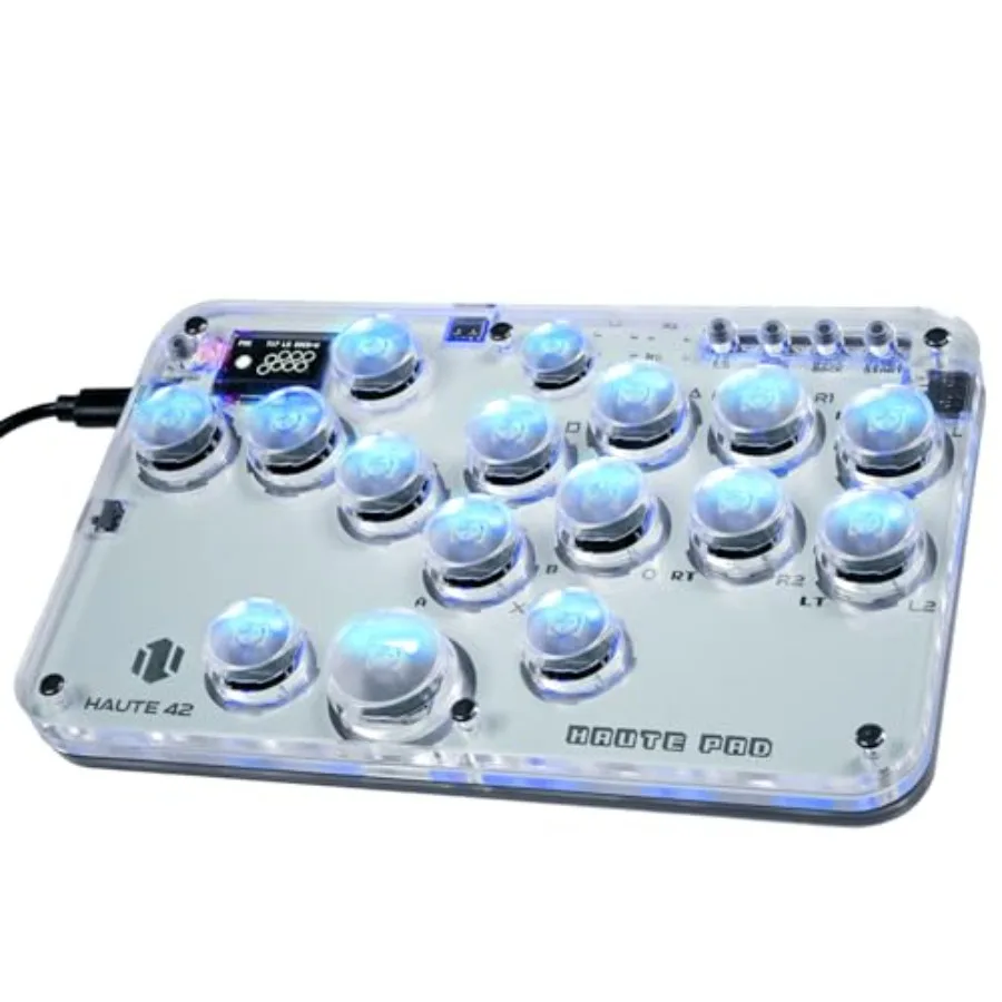 Игровой контроллер Haute42 Arcade Stick с 16 кнопками, RGB-подсветкой и функцией Turbo для ПК/PS3 (Street Fight)
Игровой контроллер Haute42 Arcade Stick с 16 кнопками, RGB-подсветкой и функцией Turbo для ПК/PS3 (Street Fight)