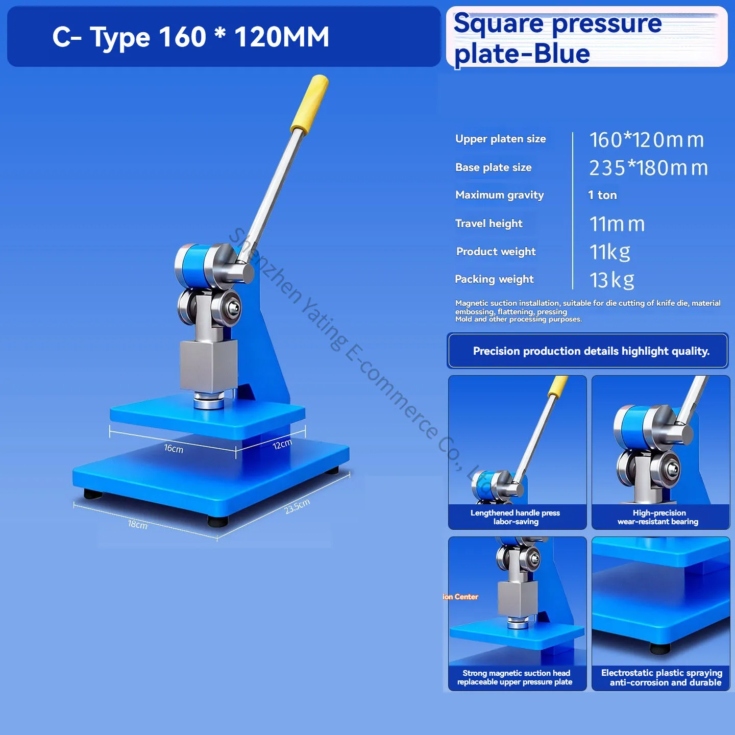 C type 160mmx120mm Square Manual Die-cutting Machine Small Press Machine Knife Mold Punching and Flattening Machine
C type 160mmx120mm Square Manual Die-cutting Machine Small Press Machine Knife Mold Punching and Flattening Machine
