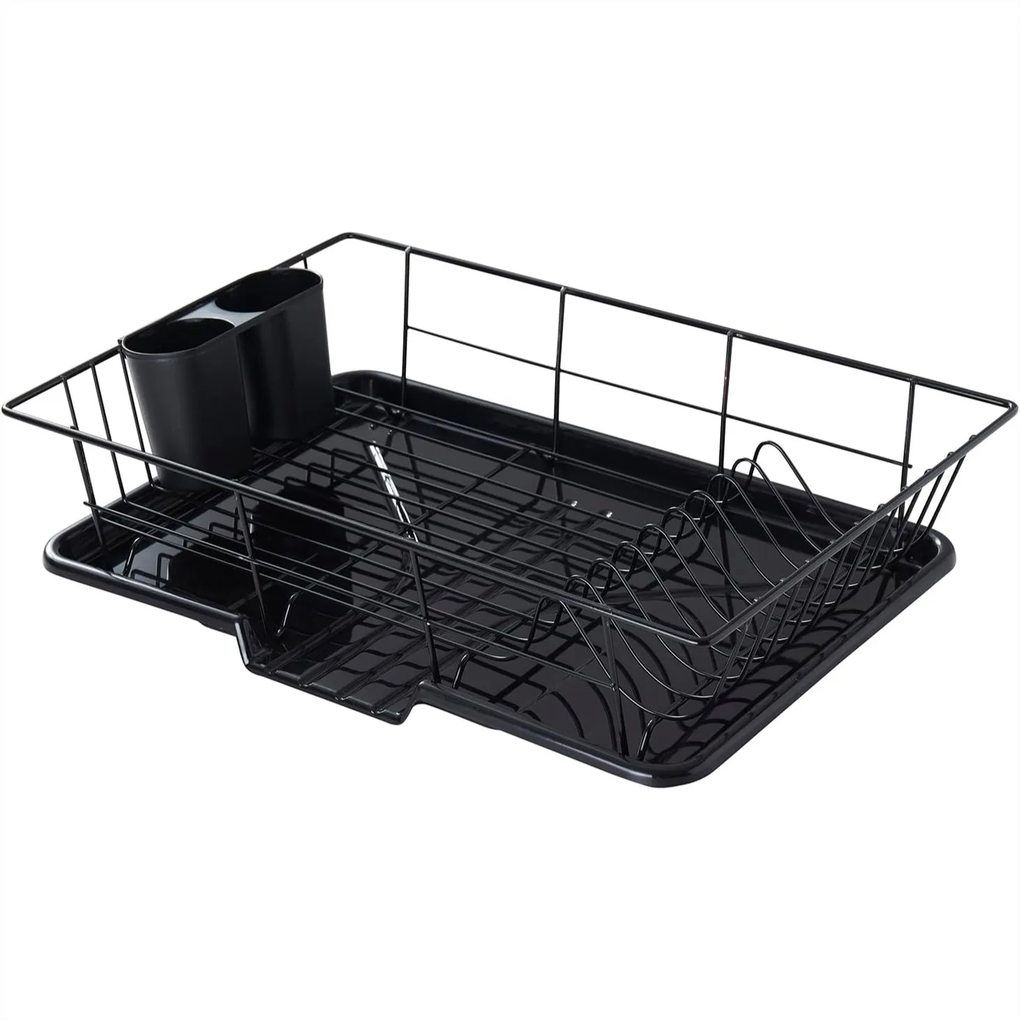3-Piece Dish Drying Rack Set with Cutlery Holder for Kitchen Countertop, Black
3-Piece Dish Drying Rack Set with Cutlery Holder for Kitchen Countertop, Black