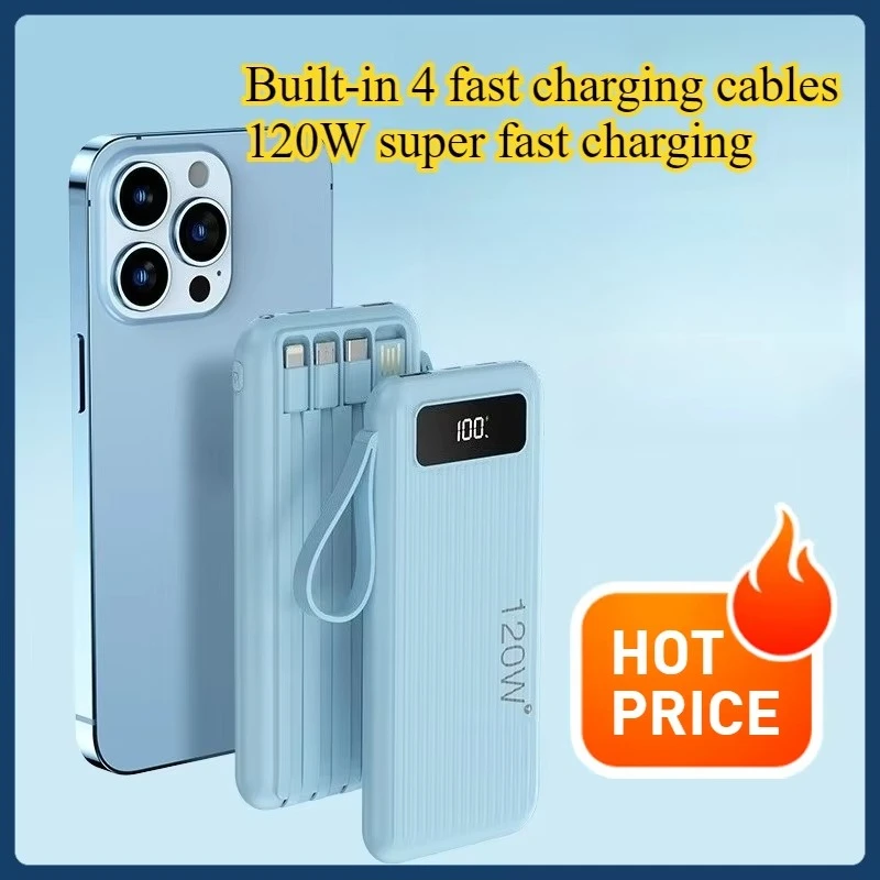 120W Built-in Line Super Fast Charging Power Bank 10000mAh Large Capacity Light and Thin Mobile Power Supply
120W Built-in Line Super Fast Charging Power Bank 10000mAh Large Capacity Light and Thin Mobile Power Supply