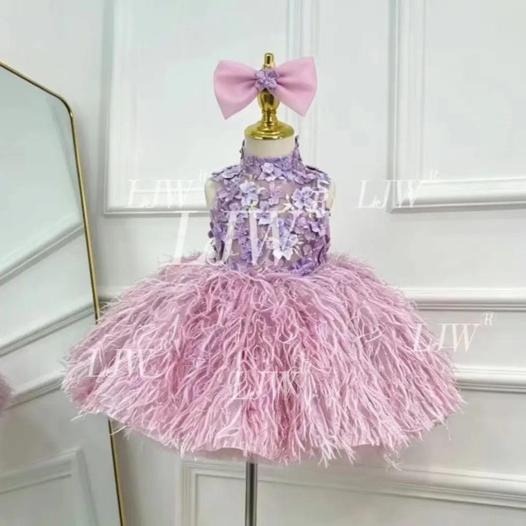 Baby Girl Lavender Sleeveless Wedding Party Dress Elegant children feather fluffy Princess Gown Baptism Birthday Party toddler P
Baby Girl Lavender Sleeveless Wedding Party Dress Elegant children feather fluffy Princess Gown Baptism Birthday Party toddler P