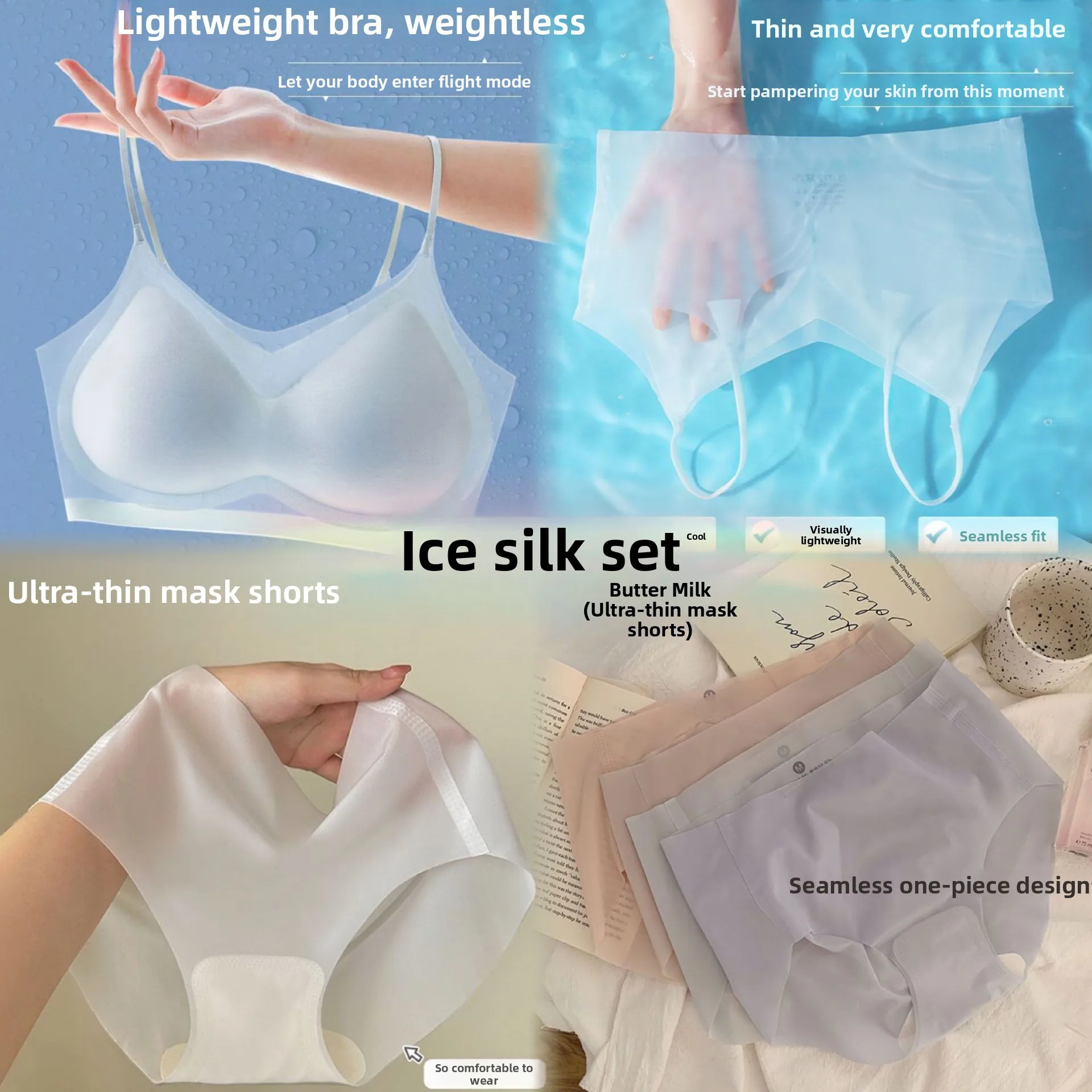 Ultra-Thin Ice-Silk Traceless Bra Set Comfortable Breathable Fixed-Cup Women's Underwear Summer Gathered Bare Sensation
Ultra-Thin Ice-Silk Traceless Bra Set Comfortable Breathable Fixed-Cup Women's Underwear Summer Gathered Bare Sensation