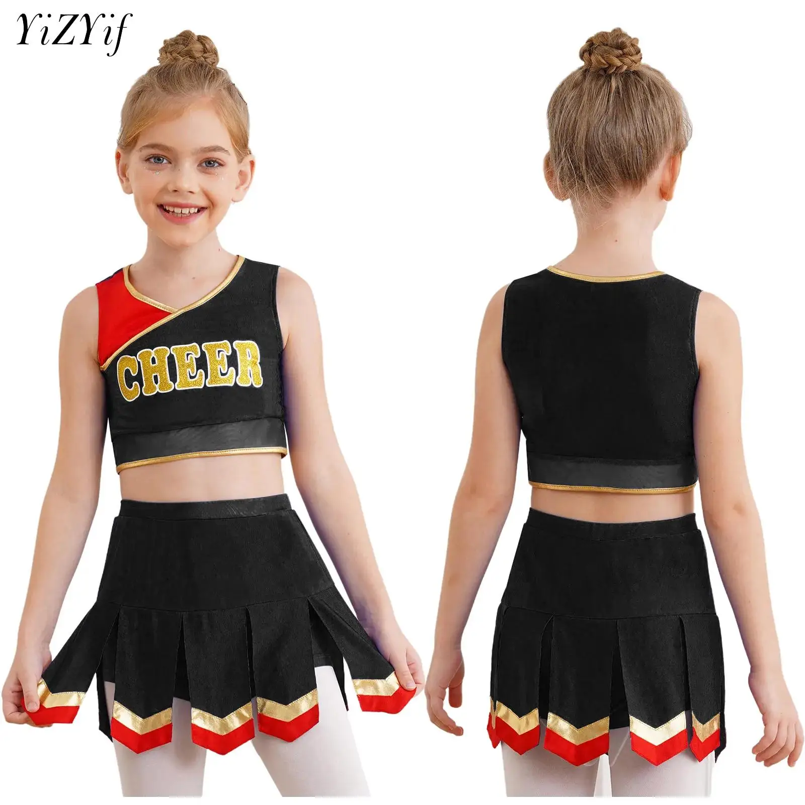 Костюм болельщика на Хэллоуин для девочек, униформа поддержки, укороченный топ для танцев, юбка с ручными цветами для косплея, вечерние выступления 
Костюм болельщика на Хэллоуин для девочек, униформа поддержки, укороченный топ для танцев, юбка с ручными цветами для косплея, вечерние выступления