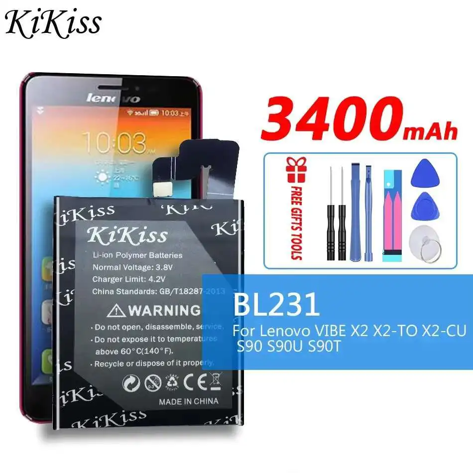 Аккумулятор для мобильного телефона BL231, 3400 мАч, безопасный для Lenovo Vibe X2 X2-TO X2-CU S90 S90U S90T, легкий вес
Аккумулятор для мобильного телефона BL231, 3400 мАч, безопасный для Lenovo Vibe X2 X2-TO X2-CU S90 S90U S90T, легкий вес