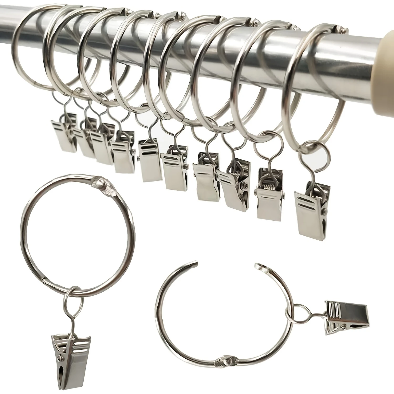 40Pcs Curtain Rings, Curtain Shower Curtain Hanging Ring, Metal Curtain Clip Rod Curtain Rings With Clips Drapery Clips With Ri
40Pcs Curtain Rings, Curtain Shower Curtain Hanging Ring, Metal Curtain Clip Rod Curtain Rings With Clips Drapery Clips With Ri