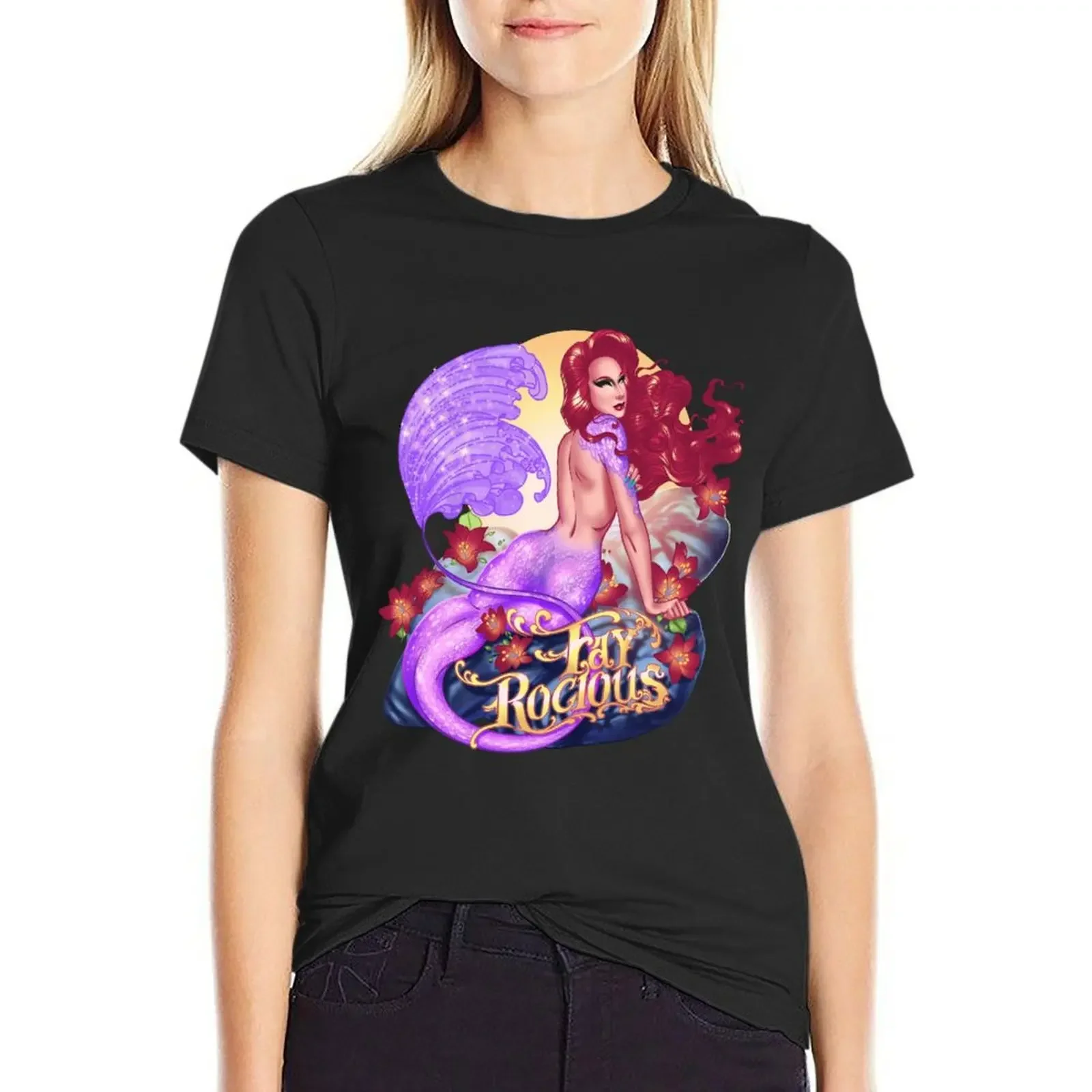 Mermaid Fay! T-Shirt blacks Short sleeve tee Female clothing fashion woman blouse 2025
Mermaid Fay! T-Shirt blacks Short sleeve tee Female clothing fashion woman blouse 2025