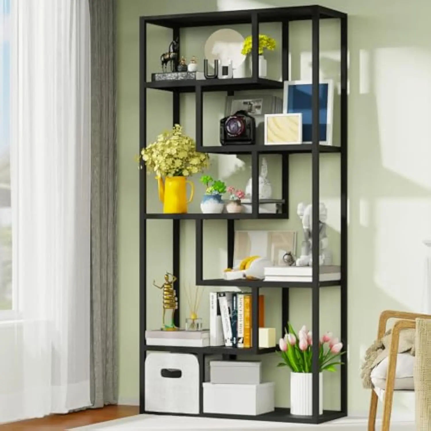 6 Tier Bookshelf, 74.8 Modern Large Bookshelf and Tall Bookcase for Display, Storage, Unique Geometric Industrial Bookshelf
6 Tier Bookshelf, 74.8 Modern Large Bookshelf and Tall Bookcase for Display, Storage, Unique Geometric Industrial Bookshelf