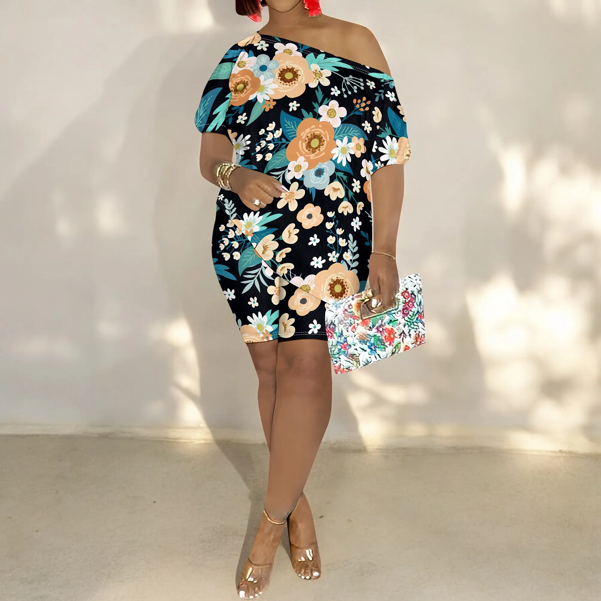 Women Casual Floral Print 2 Piece Outfits Jumpsuits Short Sleeve Irregular Top Bodycon Short Leg Pants Set Tracksuits
Women Casual Floral Print 2 Piece Outfits Jumpsuits Short Sleeve Irregular Top Bodycon Short Leg Pants Set Tracksuits