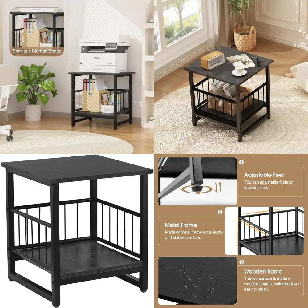 Industrial Style 2-Tier Tire Storage Side Table with Adjustable Feet for 180LBS Mini Fridge, 18x18 Wooden Nightstand
Industrial Style 2-Tier Tire Storage Side Table with Adjustable Feet for 180LBS Mini Fridge, 18x18 Wooden Nightstand