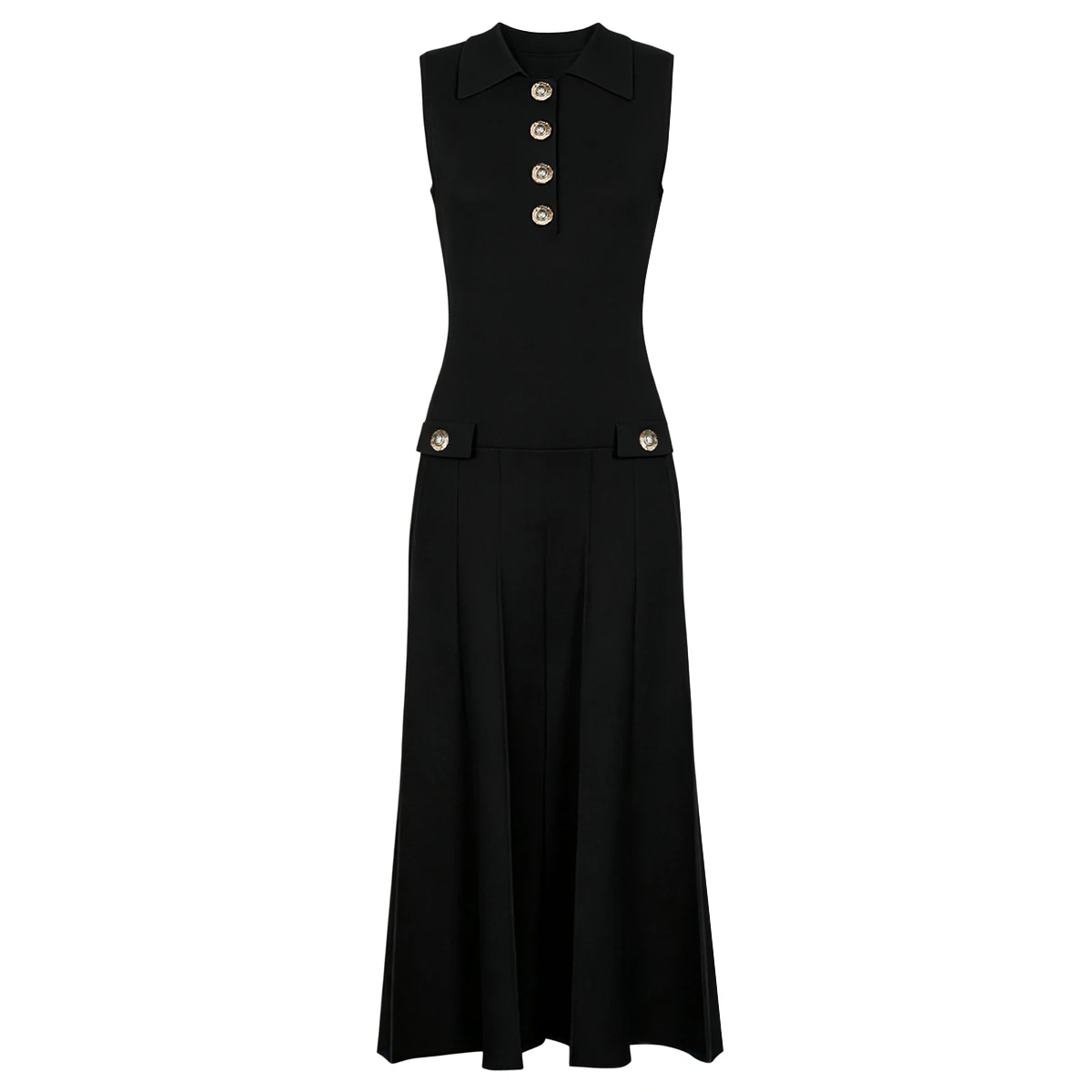 26117 High Version Summer New Fashionable Commuting Gold Buckle Lapel Sleeveless Slim Fit Long Knitted Pleated Dress
26117 High Version Summer New Fashionable Commuting Gold Buckle Lapel Sleeveless Slim Fit Long Knitted Pleated Dress