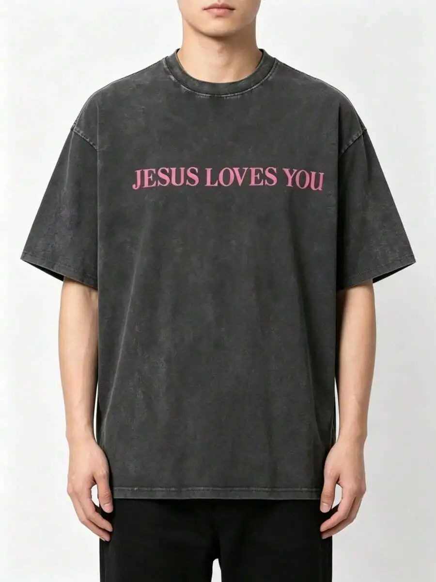Mens Vintage Distressed Black Cotton T-Shirt Jesus Loves You Graphic Streetwear Casual Tee
Mens Vintage Distressed Black Cotton T-Shirt Jesus Loves You Graphic Streetwear Casual Tee