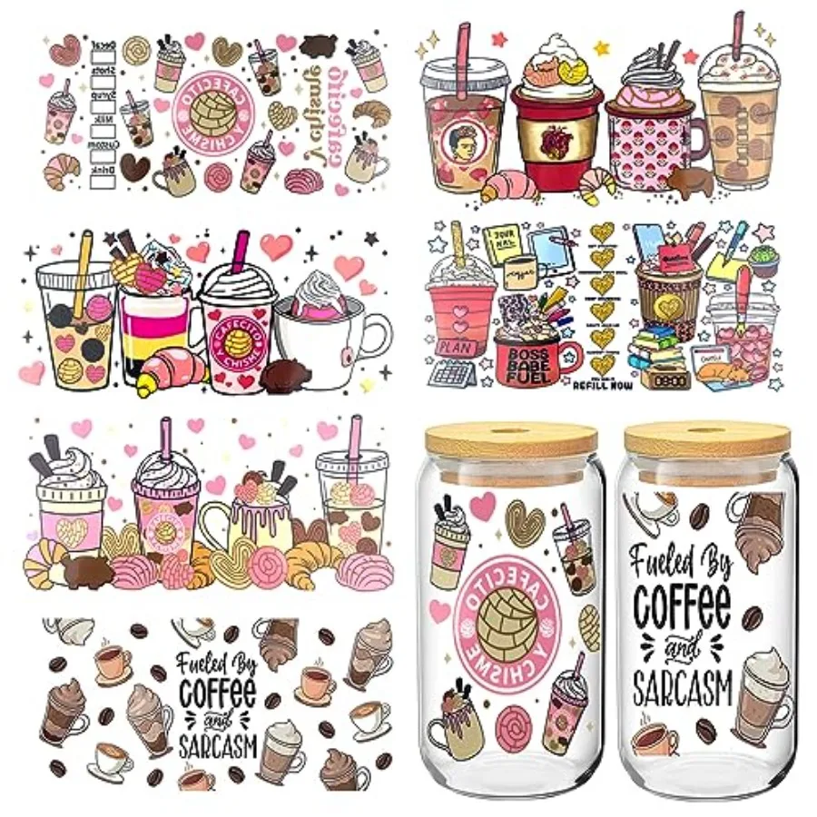 UV DTF Cup Wrap Transfer Stickers for Glass, 6 Sheets Cup Rub on Transfers for Crafting Cup Decal Stickers for 16OZ Libbey Glas
UV DTF Cup Wrap Transfer Stickers for Glass, 6 Sheets Cup Rub on Transfers for Crafting Cup Decal Stickers for 16OZ Libbey Glas