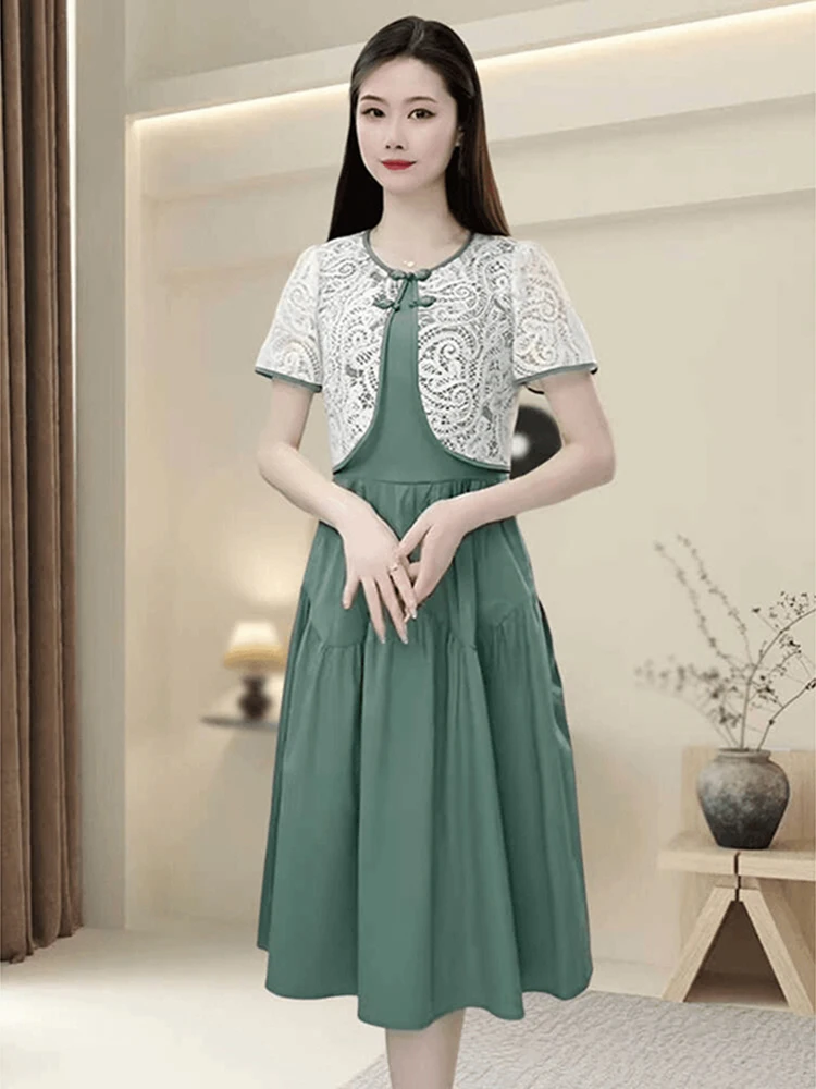 New Chinese Style Embroidered Top And Skirt Set Women's Summer Sleeveless Dress Two-Piece Suit round Neck Short Sleeve
New Chinese Style Embroidered Top And Skirt Set Women's Summer Sleeveless Dress Two-Piece Suit round Neck Short Sleeve