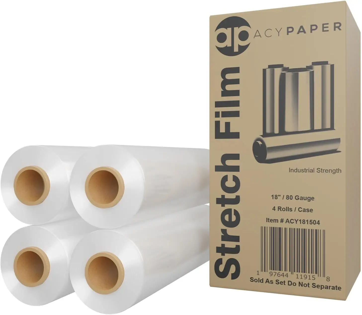 18" Stretch Film 1200ft 80 Gauge Industrial Strength, 800% Stretch Clear Cling Durable Packing Moving Shrink Film (4 Rolls/Box)
18" Stretch Film 1200ft 80 Gauge Industrial Strength, 800% Stretch Clear Cling Durable Packing Moving Shrink Film (4 Rolls/Box)
