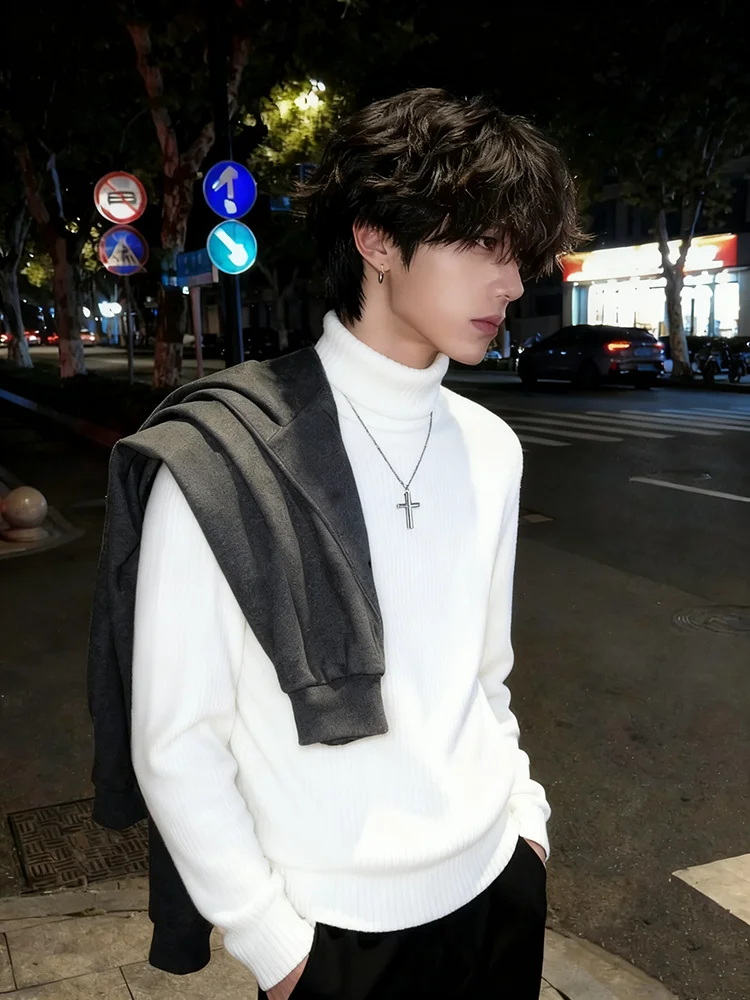 Корейский мужской вязаный свитер с высоким воротником Thiened Fce, осень-зима, повседневная внутренняя одежда, тяжелое трикотажное пальто
Корейский мужской вязаный свитер с высоким воротником Thiened Fce, осень-зима, повседневная внутренняя одежда, тяжелое трикотажное пальто