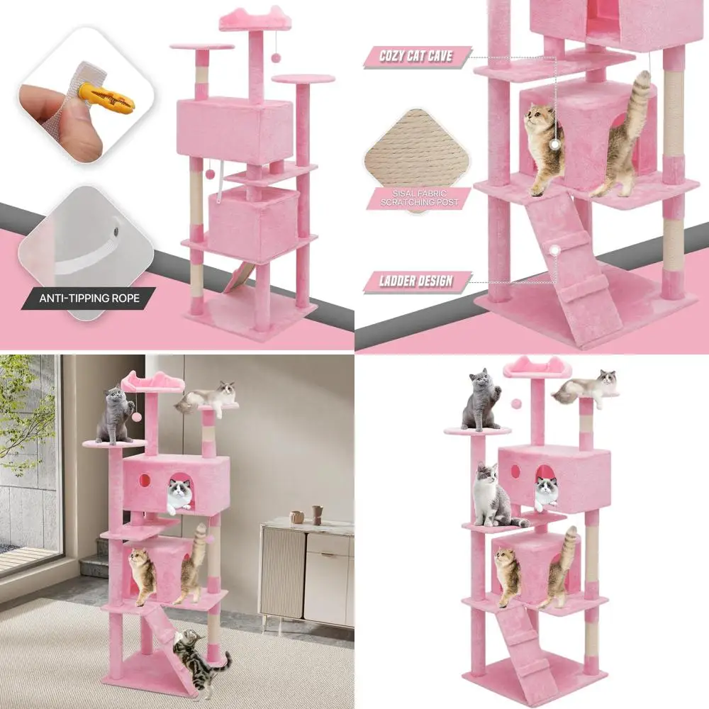 70 Indoor Cat Tower with Scratching Post, Climbing Tree for Cats, Soft Pink
70 Indoor Cat Tower with Scratching Post, Climbing Tree for Cats, Soft Pink