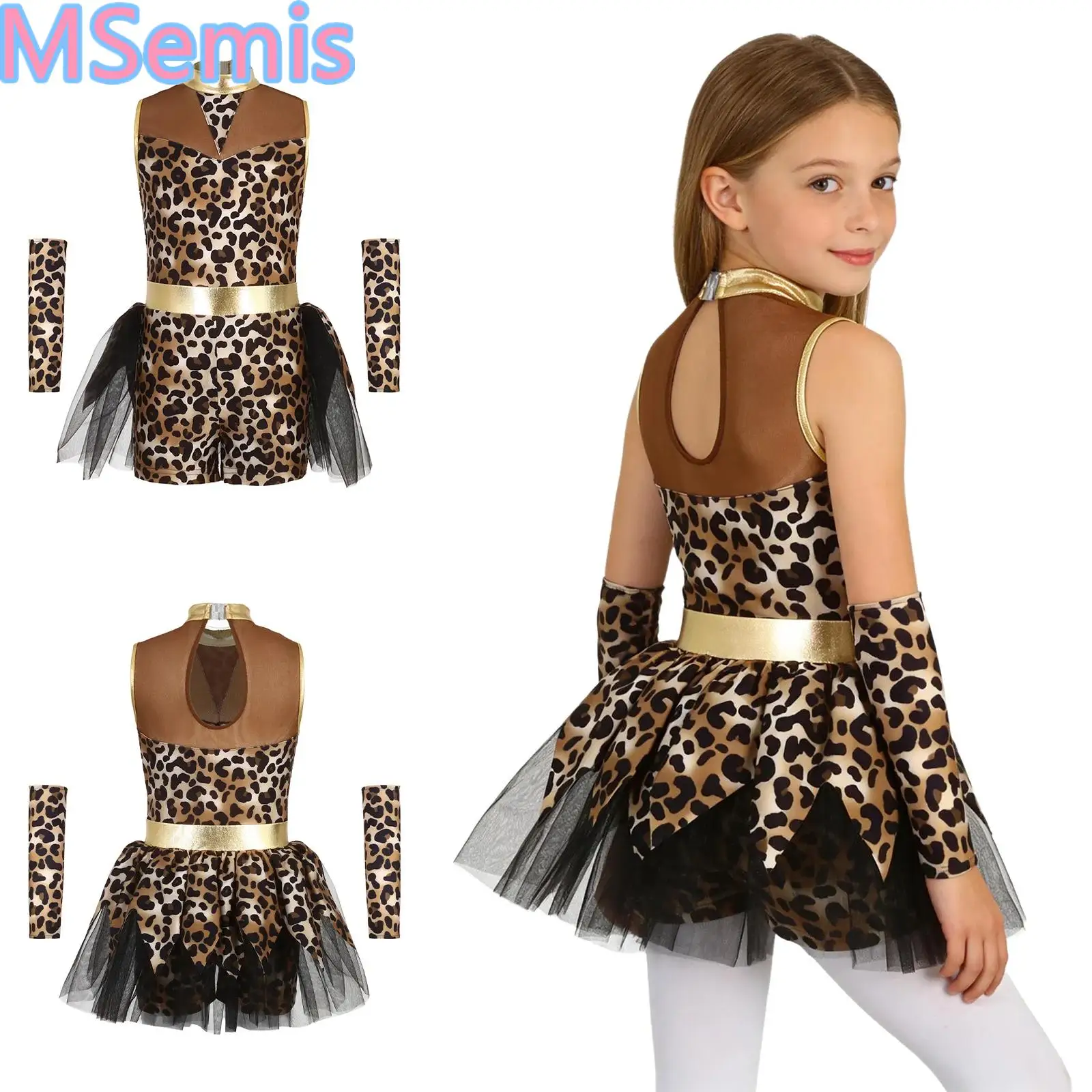 Kid Girls Caveman Jumpsuit Dance Costume And Gloves Sleeveless Leopard Print Tutu Mesh Skirt Leotards Outfit for Halloween Party
Kid Girls Caveman Jumpsuit Dance Costume And Gloves Sleeveless Leopard Print Tutu Mesh Skirt Leotards Outfit for Halloween Party