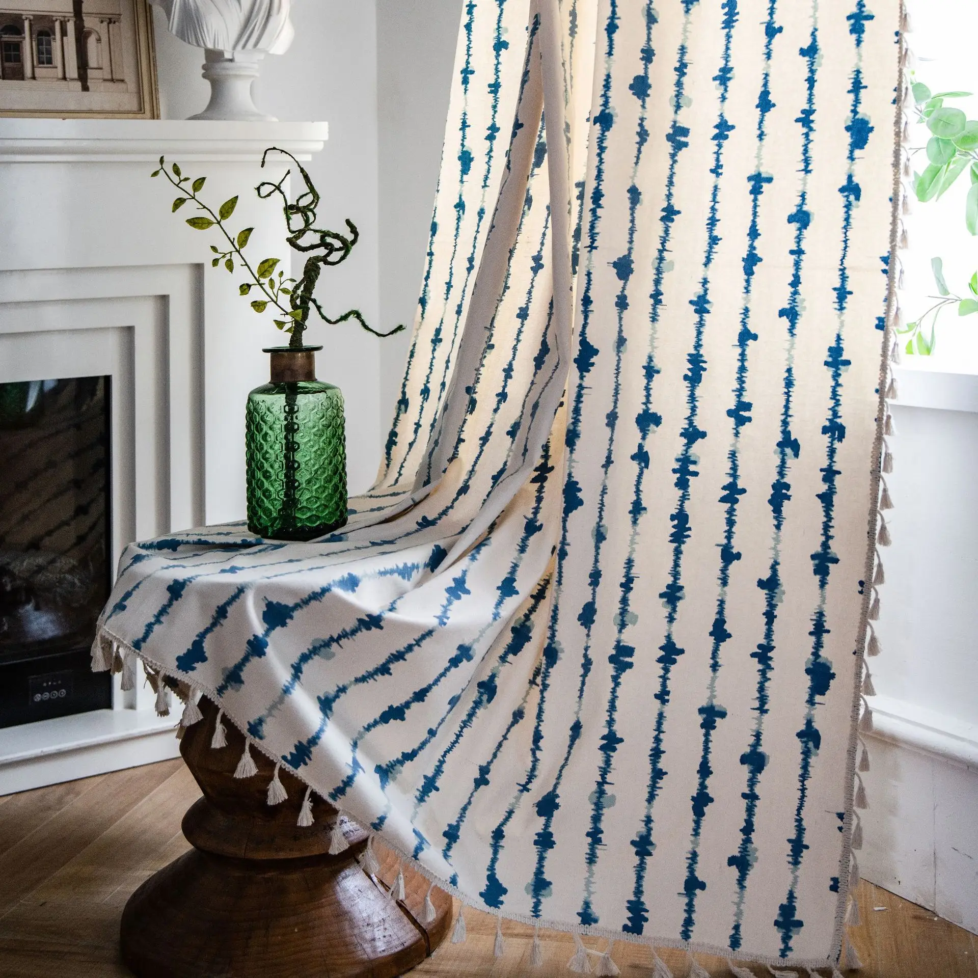 Cotton Linen Electrocardiogram Line Curtain, Beige Broom Tassels, Bedroom and Living Room
Cotton Linen Electrocardiogram Line Curtain, Beige Broom Tassels, Bedroom and Living Room