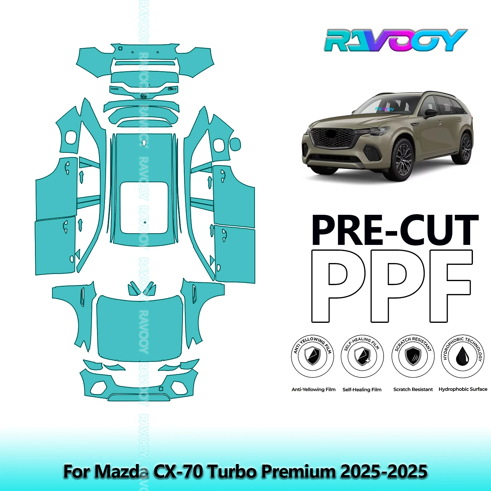 8.5Mil Precut PPF Paint Protection Film Full Vehicle For Mazda CX-70 Turbo Premium 2025-2025
8.5Mil Precut PPF Paint Protection Film Full Vehicle For Mazda CX-70 Turbo Premium 2025-2025