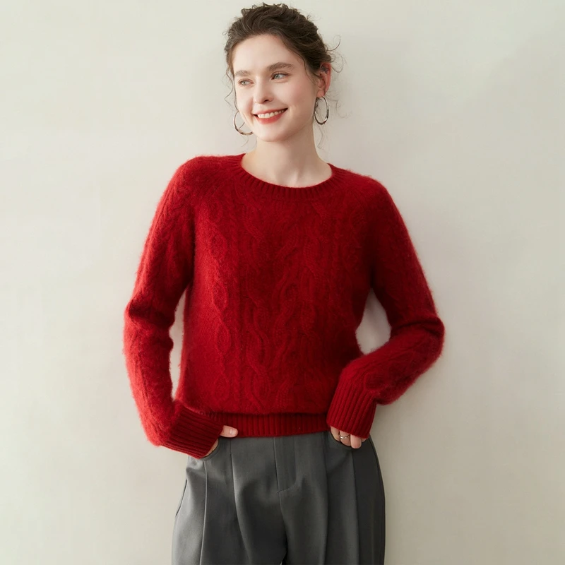 O-neck Women 100% Cashmere Sweater Autumn Winter Soft Thick Warm Twist Flower Cashmere Blouse Casual Pullover Shirt Knitted Tops
O-neck Women 100% Cashmere Sweater Autumn Winter Soft Thick Warm Twist Flower Cashmere Blouse Casual Pullover Shirt Knitted Tops