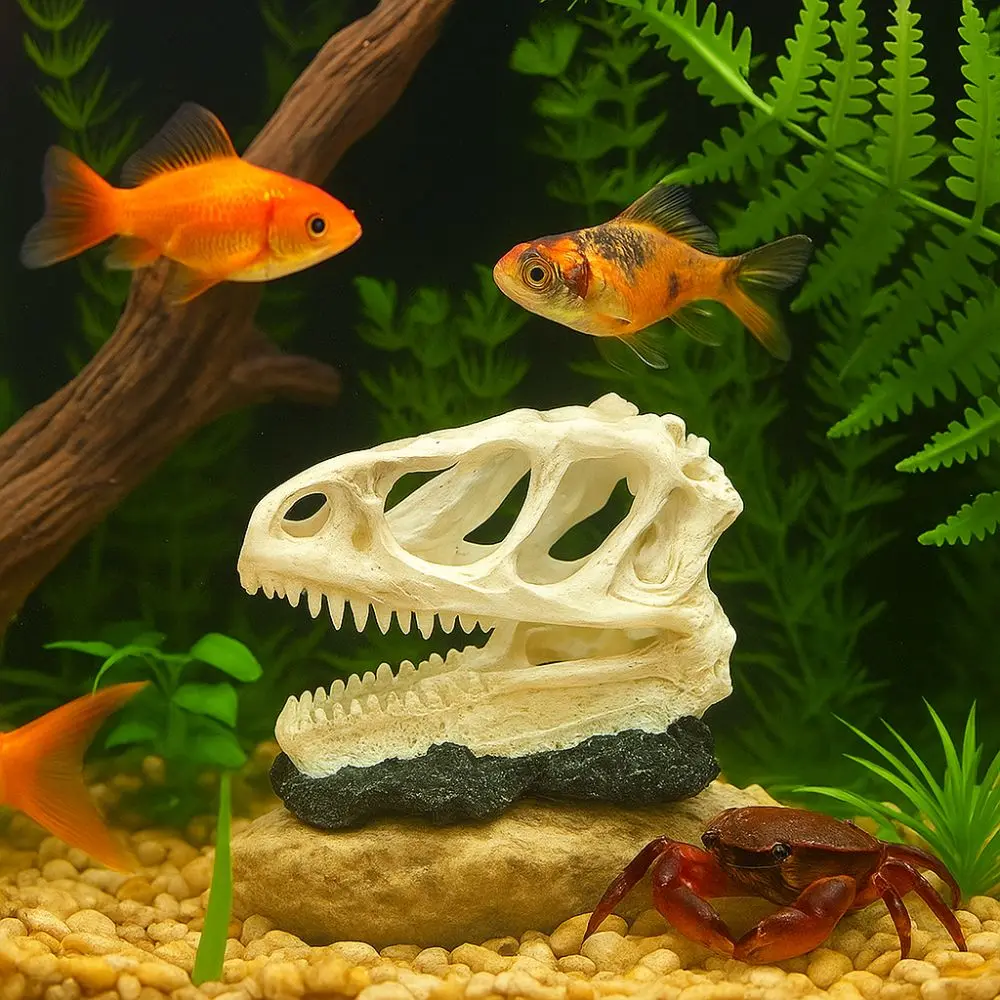 Resin Dinosaur Skeleton Simulated Lifelike Dinosaur Head Skull Ornament Decorative Fish Tank Ornament Terrarium 
Resin Dinosaur Skeleton Simulated Lifelike Dinosaur Head Skull Ornament Decorative Fish Tank Ornament Terrarium