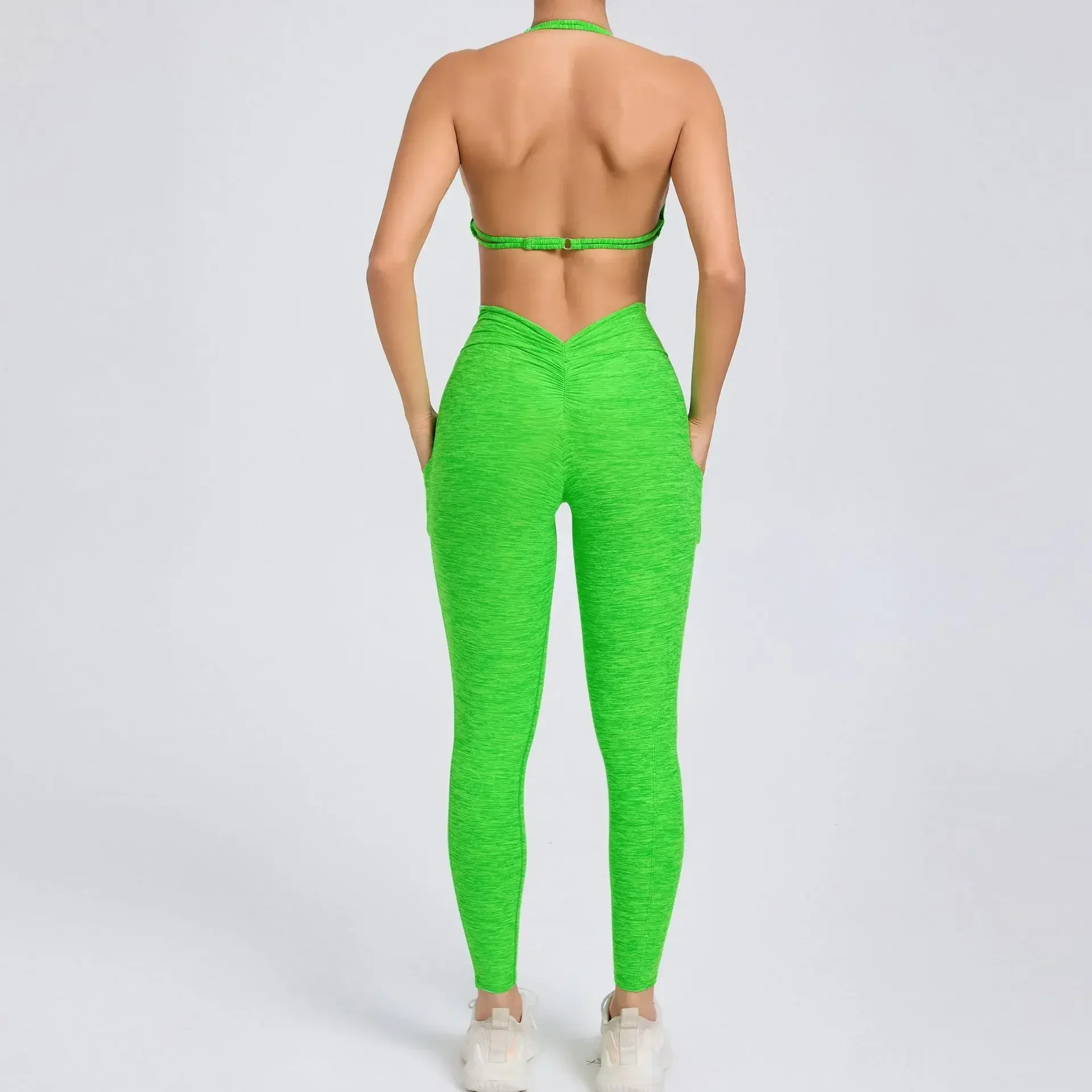 Seamless Yoga Sets Sports Fitness High Waist Hip-lifting Pockets Pants Backless Hanging Neck Bra Suits Workout Gym Leggings Sets
Seamless Yoga Sets Sports Fitness High Waist Hip-lifting Pockets Pants Backless Hanging Neck Bra Suits Workout Gym Leggings Sets
