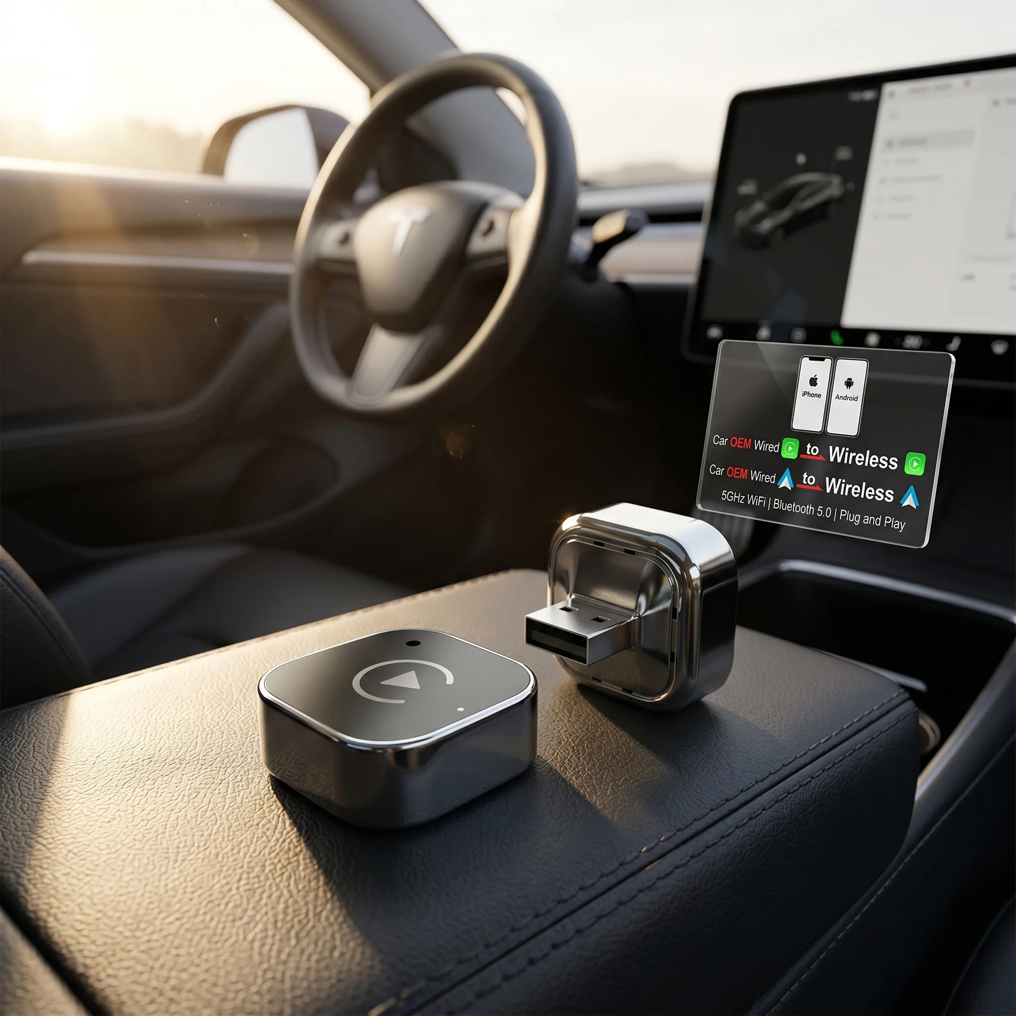 2‑in‑1 Wired to Wireless CarPlay Adapter Android Auto Smart Dongle Box 5GHz WiFi Type‑C USB High‑Quality Universal Car Accessory
2‑in‑1 Wired to Wireless CarPlay Adapter Android Auto Smart Dongle Box 5GHz WiFi Type‑C USB High‑Quality Universal Car Accessory