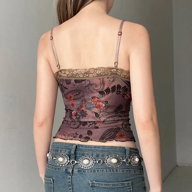 Vintage Printed Lace Strap Vest Woman V Neck Sleeveless Crop Top Women Sexy Slim Backless Short Tops Summer Streetwear
Vintage Printed Lace Strap Vest Woman V Neck Sleeveless Crop Top Women Sexy Slim Backless Short Tops Summer Streetwear