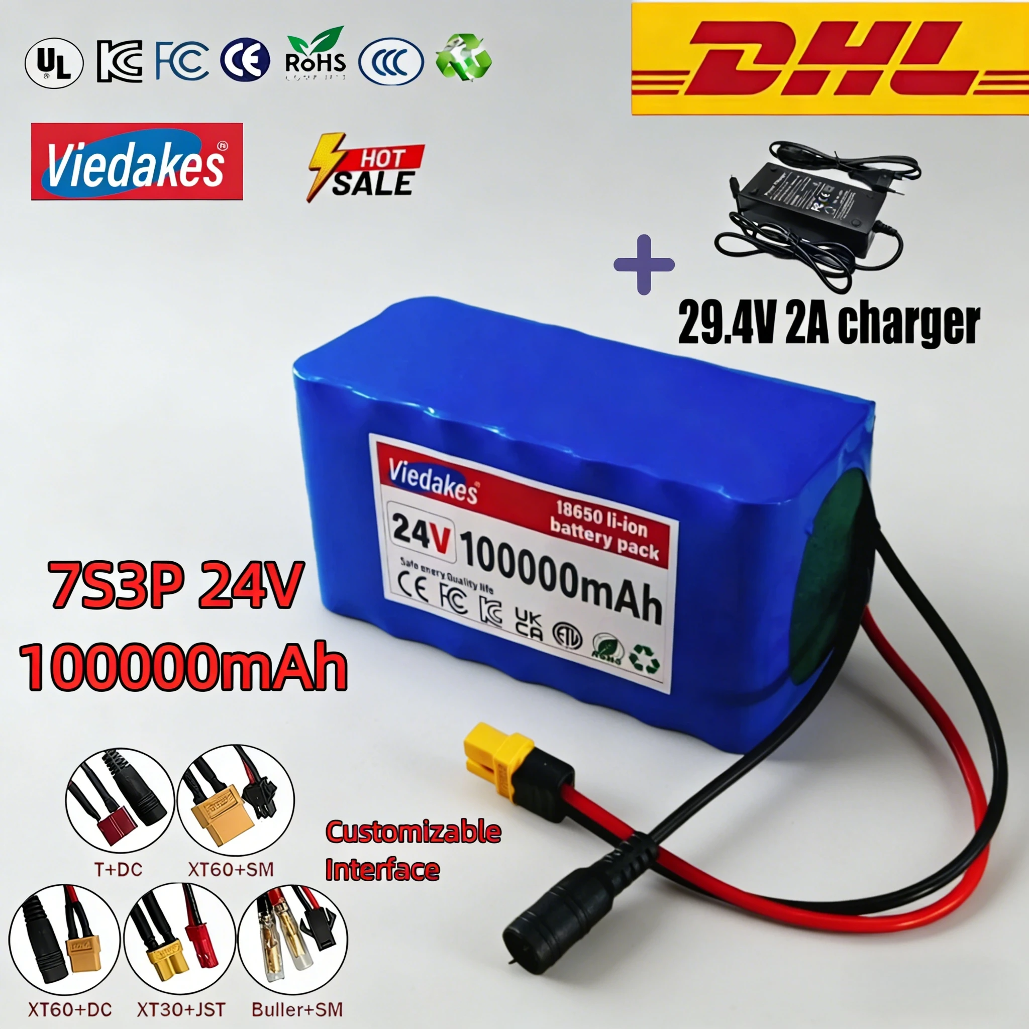 24V 10Ah 7S3P 18650 Rechargeable Lithium-Ion Battery 25.2V 10000mAh Lithium-Ion Battery Pack, Suitable for 29V Motor Equipment
24V 10Ah 7S3P 18650 Rechargeable Lithium-Ion Battery 25.2V 10000mAh Lithium-Ion Battery Pack, Suitable for 29V Motor Equipment