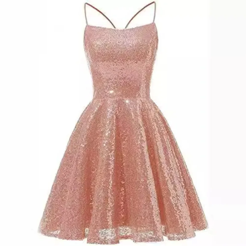 2025 Spring/Summer New Fashion Glitter Evening Dress Strap Slimming Short Style Birthday Party Dress Small Dress for Women
2025 Spring/Summer New Fashion Glitter Evening Dress Strap Slimming Short Style Birthday Party Dress Small Dress for Women