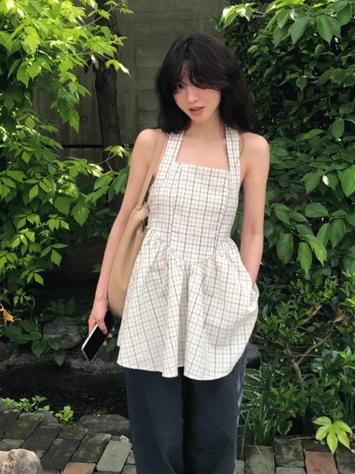 Summer Plaid A-Line Strapl Vest Svel Square Collar Women's Top Qui very Commute Sle Slim Fit Cotton Gingham
Summer Plaid A-Line Strapl Vest Svel Square Collar Women's Top Qui very Commute Sle Slim Fit Cotton Gingham
