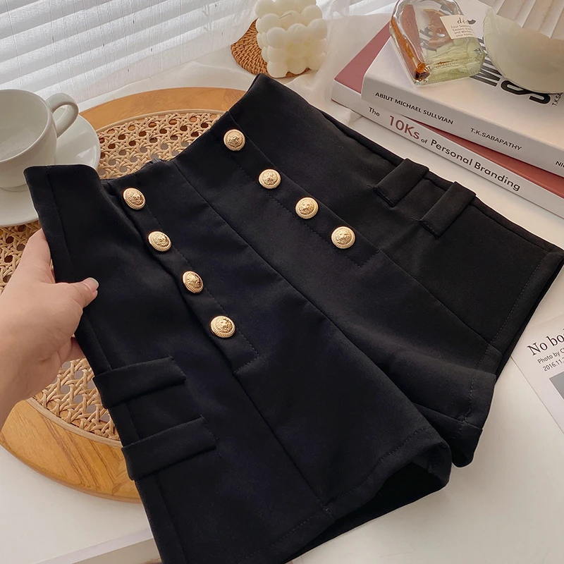 Elegant Double Breasted Shorts Women's Autumn Winter New Korean High Waisted A-line Wide Leg Pants Versatile Slim Black Shorts
Elegant Double Breasted Shorts Women's Autumn Winter New Korean High Waisted A-line Wide Leg Pants Versatile Slim Black Shorts