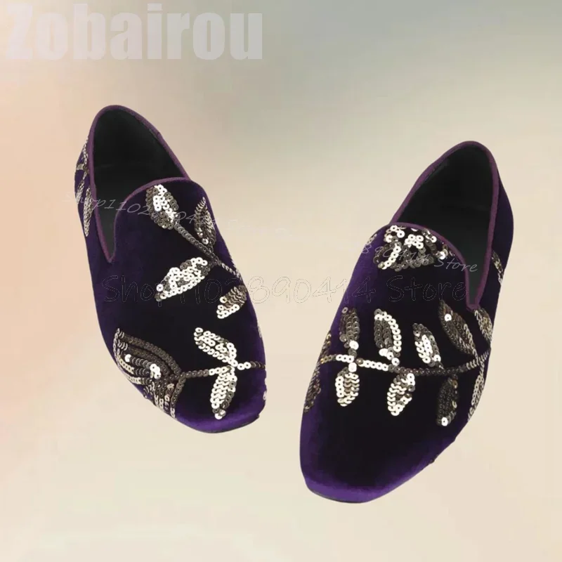 Leaf Sequins Design Purple Suede Square Toe Loafers Fashion Slip On Men Shoes Luxurious Handmade Party Wedding Men Dress Shoes
Leaf Sequins Design Purple Suede Square Toe Loafers Fashion Slip On Men Shoes Luxurious Handmade Party Wedding Men Dress Shoes