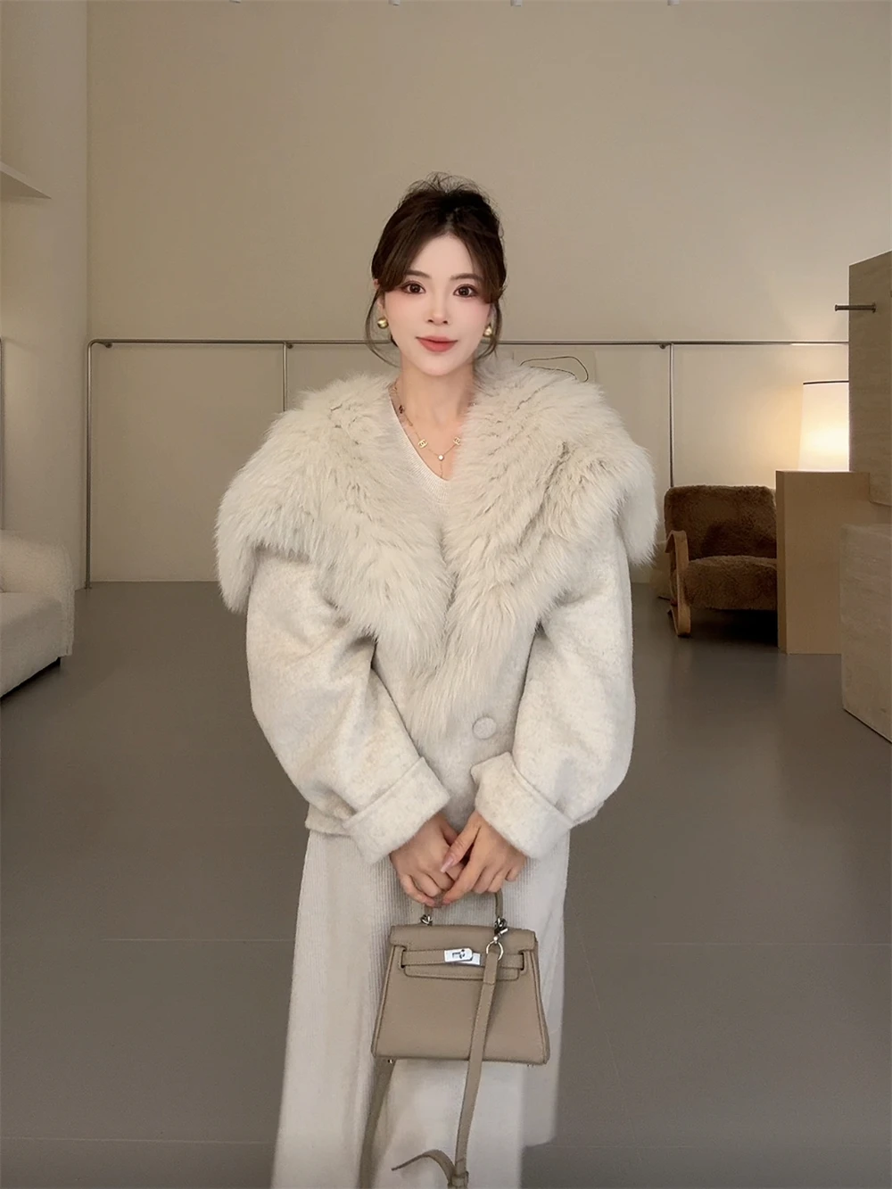 NN Home Осенне-зимнее женское двустороннее шерстяное пальто из кашемира с меховой отделкой, верхняя одежда 6808, модная женская модель
NN Home Осенне-зимнее женское двустороннее шерстяное пальто из кашемира с меховой отделкой, верхняя одежда 6808, модная женская модель