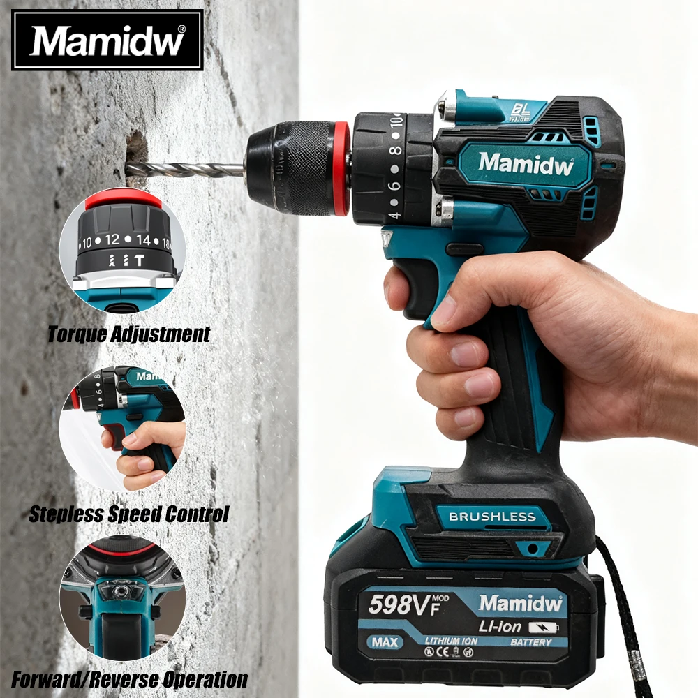 Mamidw 1850RPM brushless electric drill, durable structure, compact design,drilling machine,compatible with Makita 18v battery
Mamidw 1850RPM brushless electric drill, durable structure, compact design,drilling machine,compatible with Makita 18v battery