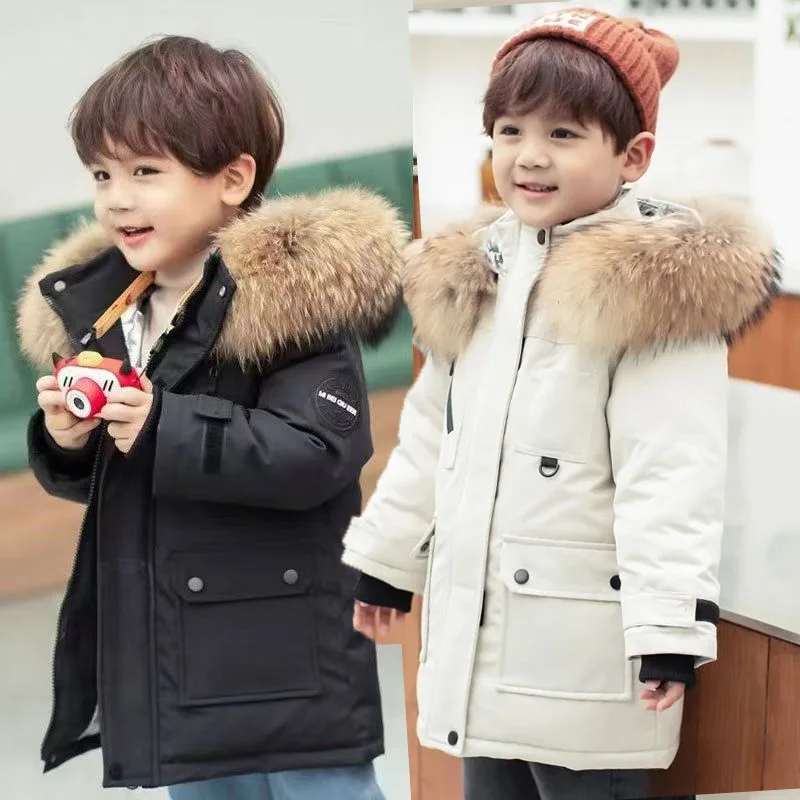 Winter Boys Down Coats Children Thickened Large Fur Collar Hooded Jackets Kids Warm Hooded Outerwear Teenager Cotton Parkas
Winter Boys Down Coats Children Thickened Large Fur Collar Hooded Jackets Kids Warm Hooded Outerwear Teenager Cotton Parkas