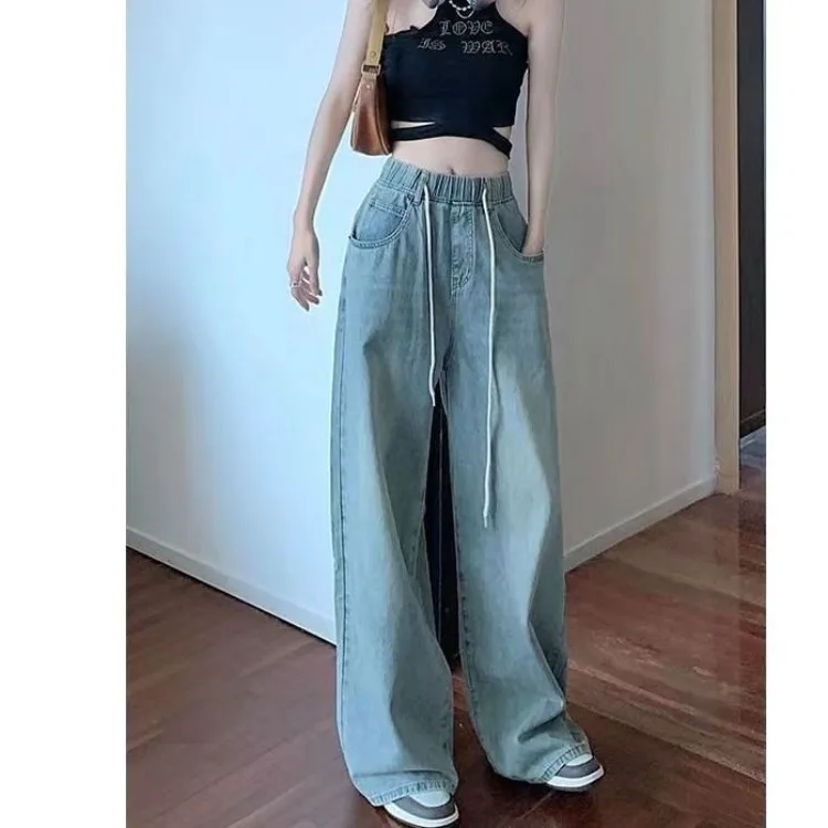 Botvotee Elastic Waist High Waist Wide Leg Jeans for Women Loose Straight Blue Long Denim Pants Female Fashion Streetwear Jeans
Botvotee Elastic Waist High Waist Wide Leg Jeans for Women Loose Straight Blue Long Denim Pants Female Fashion Streetwear Jeans