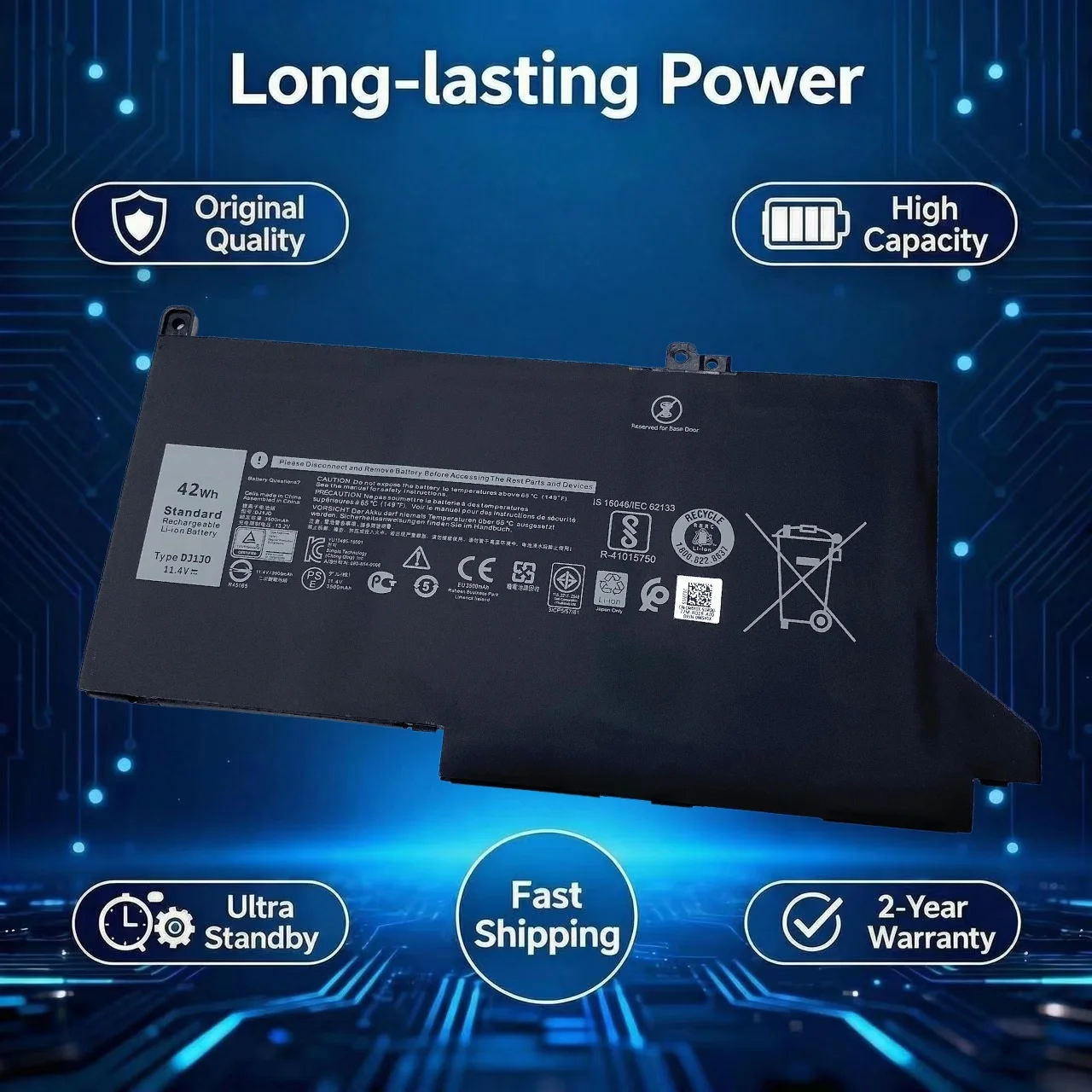 Новый аккумулятор DJ1J0 для ноутбука DELL Latitude 11,4, 7280, 7390, 7490, 5300, 7400, 7290, 5310, 7300, 7380, PGFX4, ONFOH, P73G, C27RW, 9W9MX
Новый аккумулятор DJ1J0 для ноутбука DELL Latitude 11,4, 7280, 7390, 7490, 5300, 7400, 7290, 5310, 7300, 7380, PGFX4, ONFOH, P73G, C27RW, 9W9MX